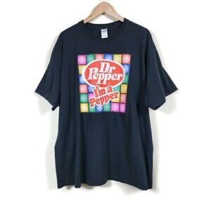 Gildan Heavy Cotton Dr Pepper Graphic T Shirt Mens 2XL Black Im a Pepper Retro